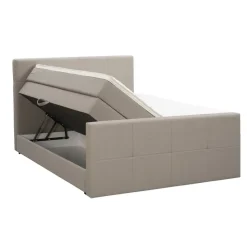 Boxspring met opbergruimte en voetbord Liv geblokt - beige - 160x200cm