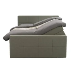 Boxspring met opbergruimte en voetbord Liv geblokt - groen - 180x200cm