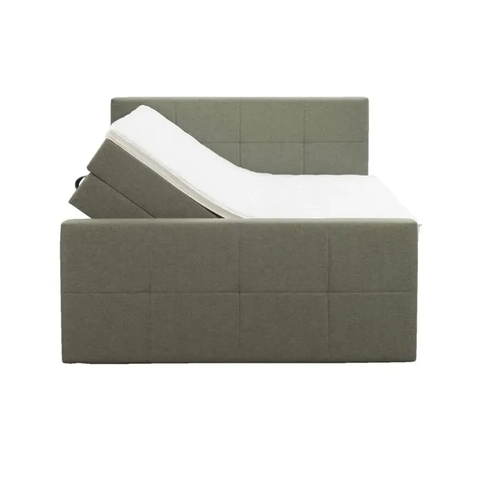 Boxspring met opbergruimte en voetbord Liv geblokt - groen - 180x200cm