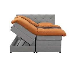 Boxspring met opbergruimte Liv geruit - lichtgrijs - 160x200 cm