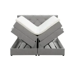 Boxspring met opbergruimte Liv geruit - lichtgrijs - 160x200 cm
