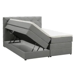 Boxspring met opbergruimte Liv geruit - lichtgrijs - 160x200 cm