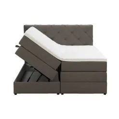 Boxspring met opbergruimte Liv geruit - donkerbruin - 180x200 cm