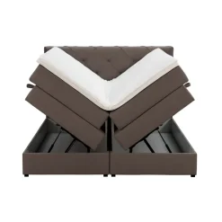 Boxspring met opbergruimte Liv geruit - donkerbruin - 180x200 cm