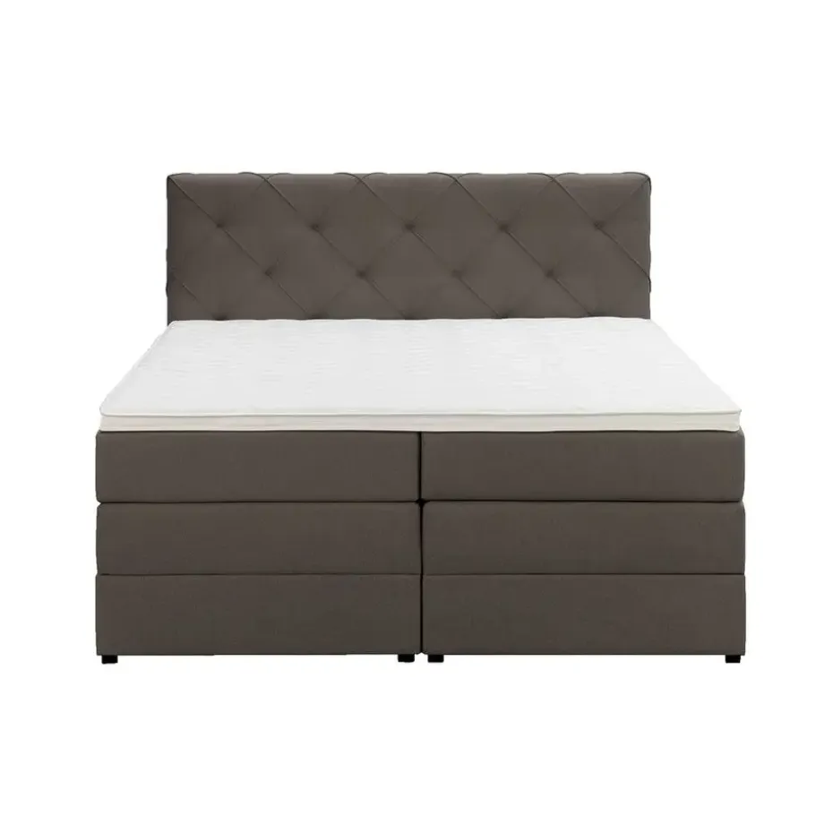 Boxspring met opbergruimte Liv geruit - donkerbruin - 180x200 cm