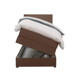 Boxspring met opbergruimte Liv egaal - bruin - 90x200 cm