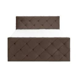 Boxspring met opbergruimte en voetbord Liv geruit - bruin - 140x200cm