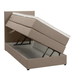Boxspring met opbergruimte Liv egaal - beige - 90x200 cm