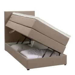 Boxspring met opbergruimte Liv egaal - beige - 90x200 cm