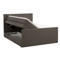 Boxspring met opbergruimte en voetbord Liv egaal - donkerbruin - 140x200cm