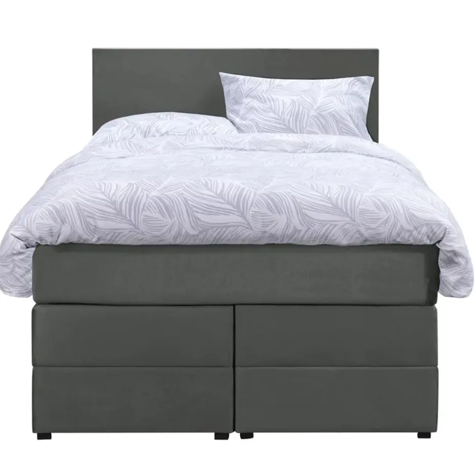 Boxspring met opbergruimte Liv egaal - grijs - 120x200 cm