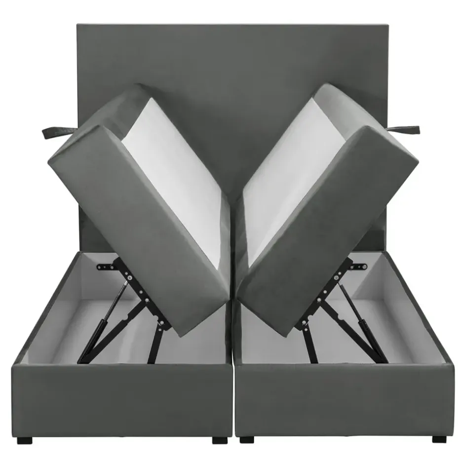 Boxspring met opbergruimte Liv egaal - grijs - 120x200 cm