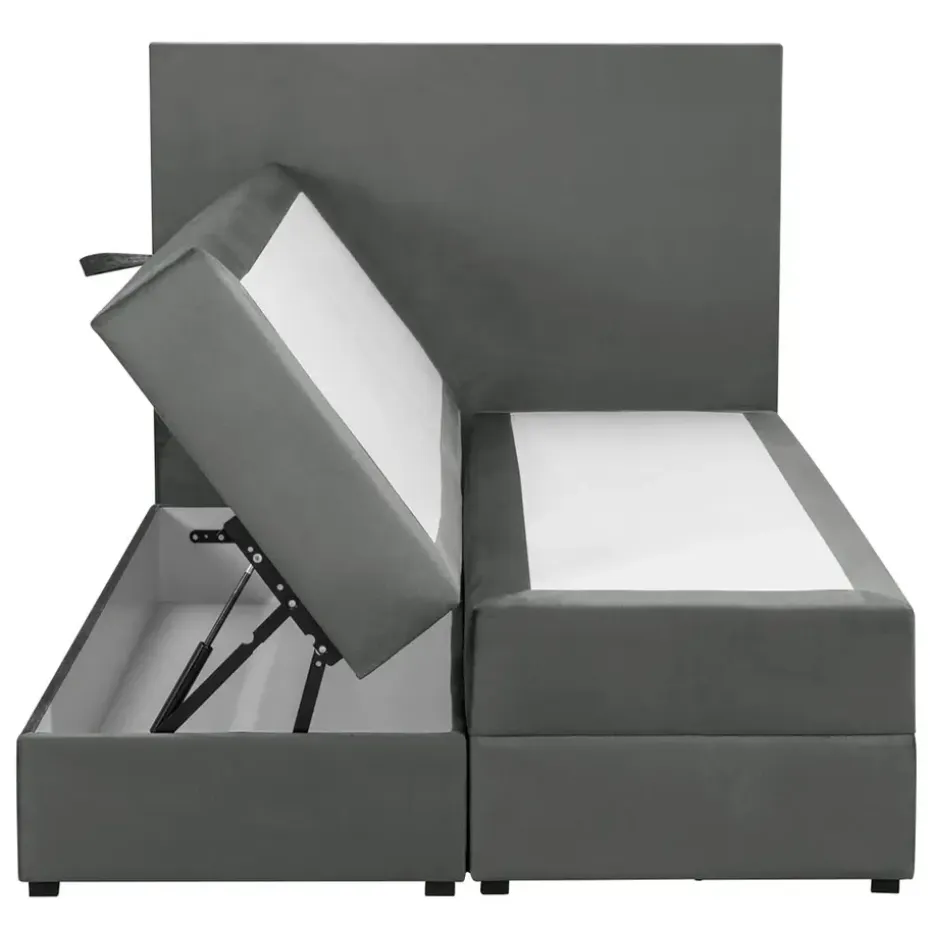 Boxspring met opbergruimte Liv egaal - grijs - 120x200 cm