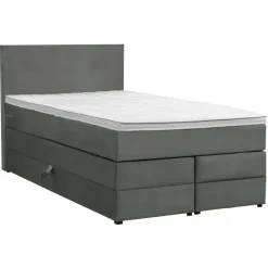 Boxspring met opbergruimte Liv egaal - grijs - 120x200 cm