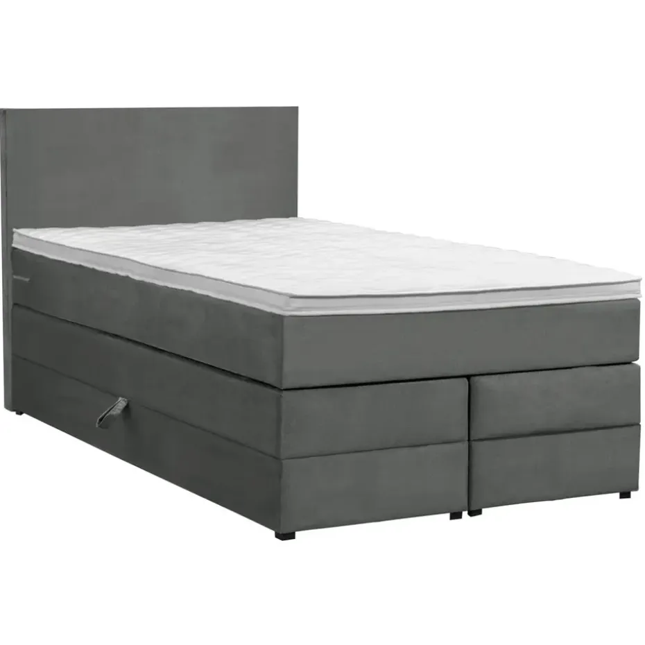 Boxspring met opbergruimte Liv egaal - grijs - 120x200 cm