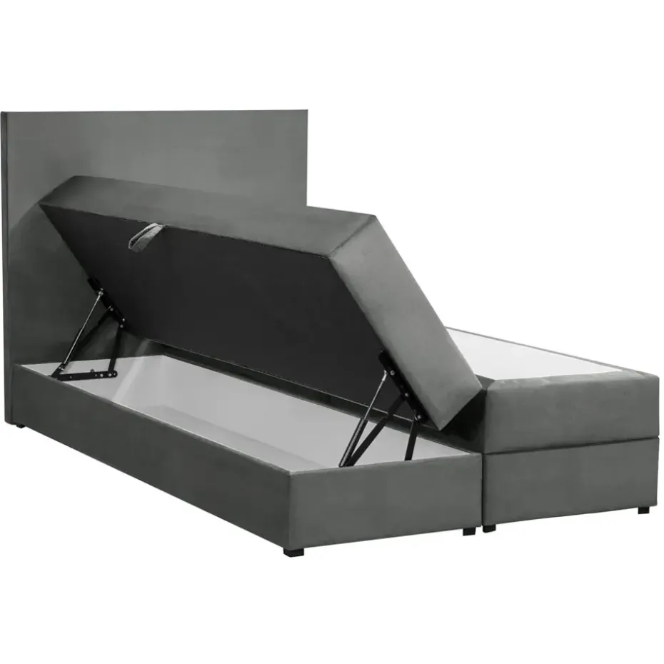 Boxspring met opbergruimte Liv egaal - grijs - 120x200 cm