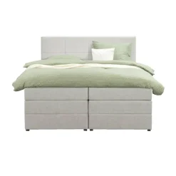 Boxspring met opbergruimte Liv geblokt - ecru - 180x200 cm