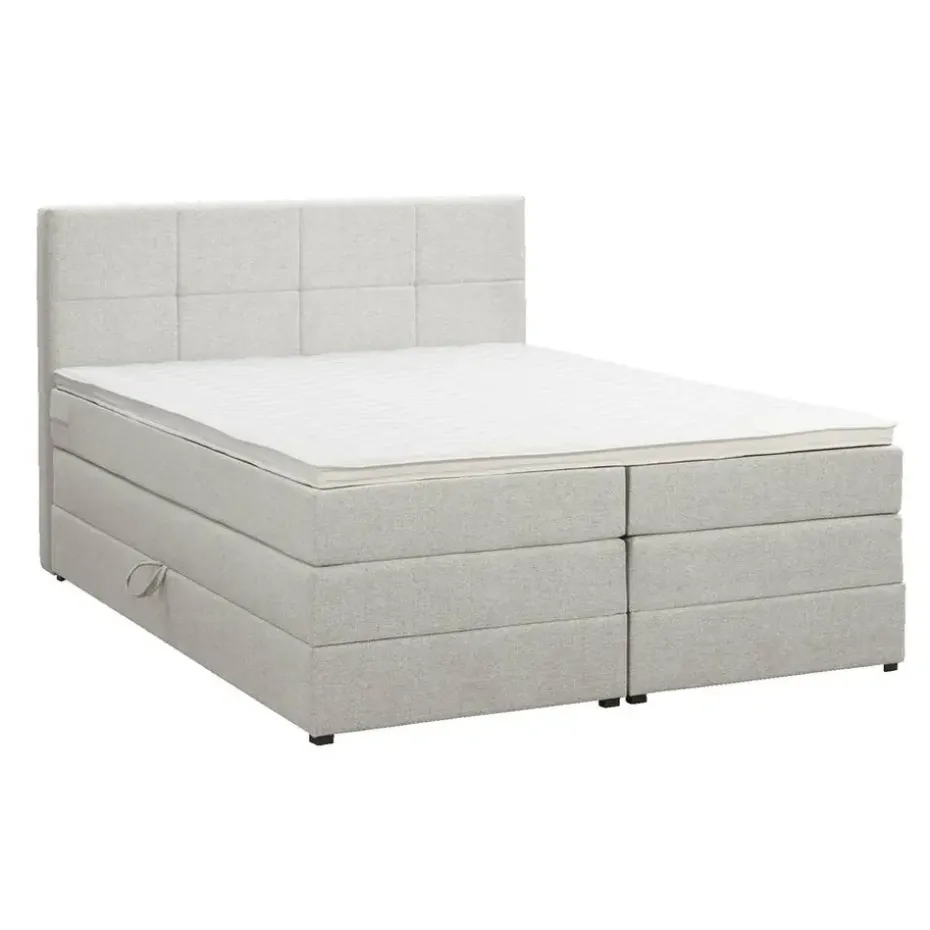 Boxspring met opbergruimte Liv geblokt - ecru - 180x200 cm