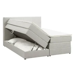 Boxspring met opbergruimte Liv geblokt - ecru - 180x200 cm