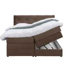Boxspring met opbergruimte Liv geruit - bruin - 140x200 cm