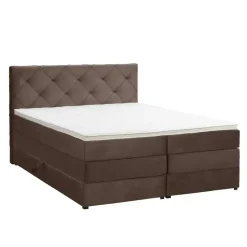 Boxspring met opbergruimte Liv geruit - bruin - 140x200 cm