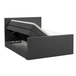 Boxspring met opbergruimte en voetbord Liv egaal - antraciet - 180x200cm