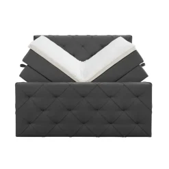 Boxspring met opbergruimte en voetbord Liv geruit - antraciet - 160x200cm