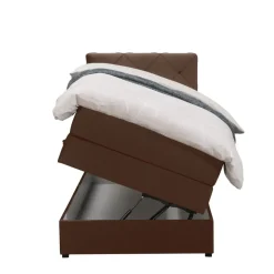 Boxspring met opbergruimte Liv geruit - bruin - 90x200 cm