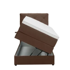 Boxspring met opbergruimte Liv geruit - bruin - 90x200 cm