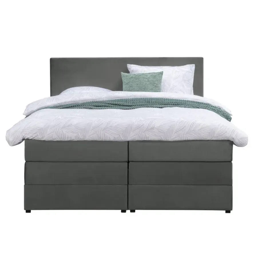 Boxspring met opbergruimte Liv egaal - grijs - 160x200 cm