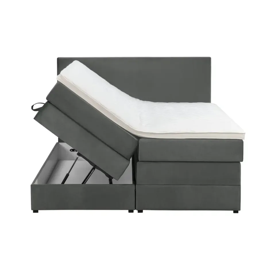 Boxspring met opbergruimte Liv egaal - grijs - 160x200 cm