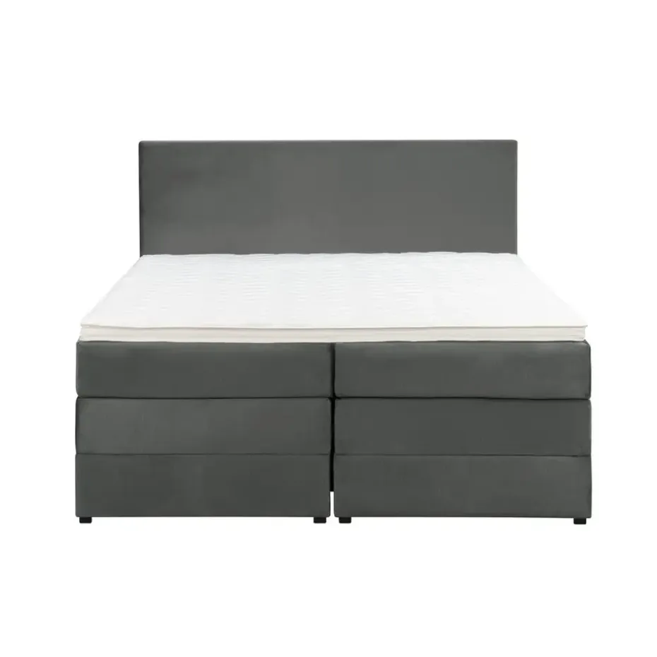 Boxspring met opbergruimte Liv egaal - grijs - 160x200 cm