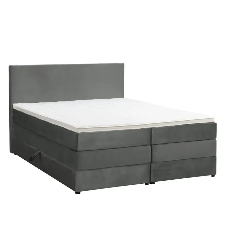 Boxspring met opbergruimte Liv egaal - grijs - 160x200 cm