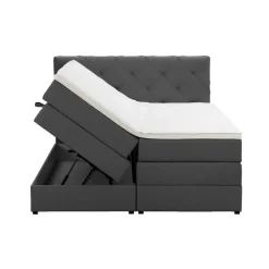 Boxspring met opbergruimte Liv geruit - antraciet - 140x200 cm