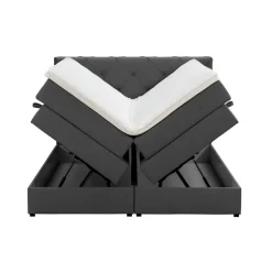 Boxspring met opbergruimte Liv geruit - antraciet - 140x200 cm