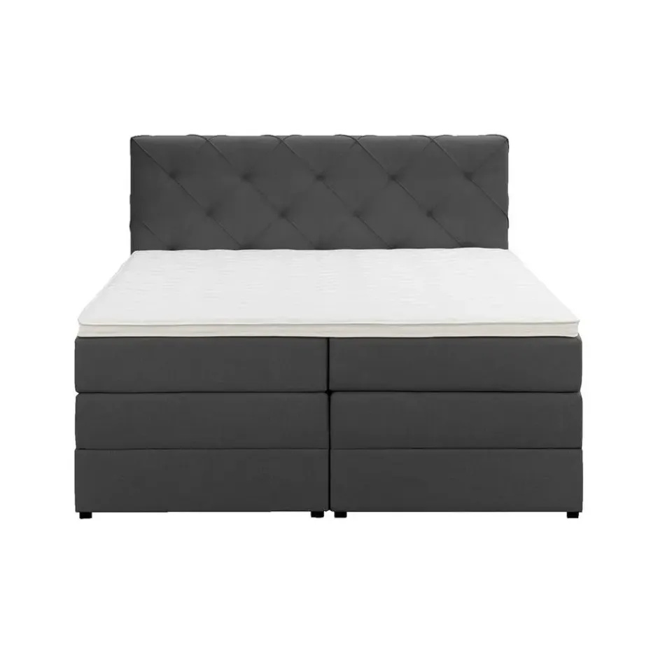 Boxspring met opbergruimte Liv geruit - antraciet - 140x200 cm