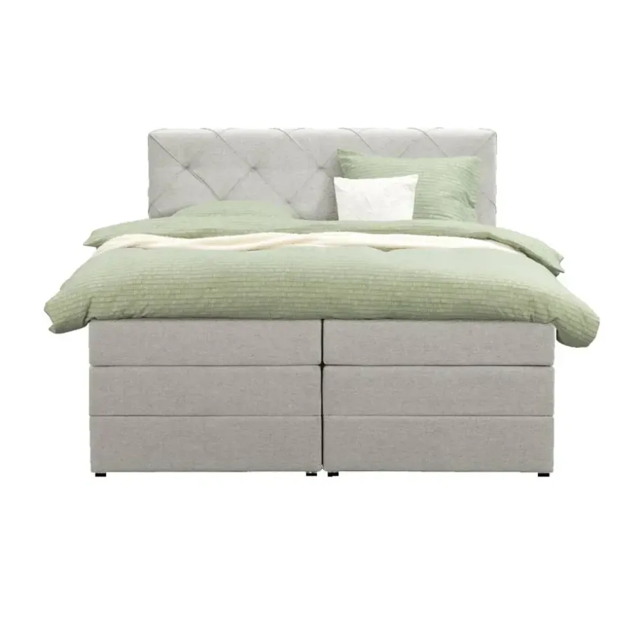 Boxspring met opbergruimte Liv geruit - ecru - 140x200 cm