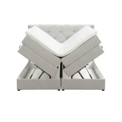 Boxspring met opbergruimte Liv geruit - ecru - 140x200 cm