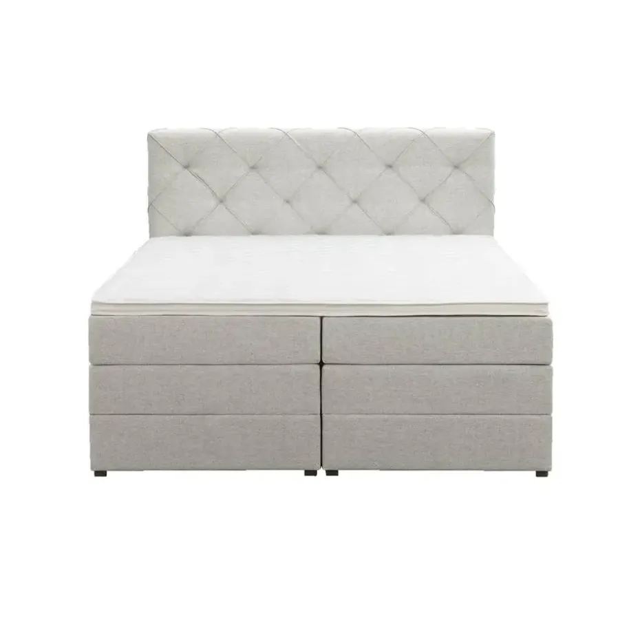 Boxspring met opbergruimte Liv geruit - ecru - 140x200 cm