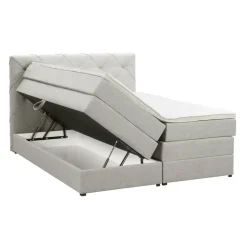 Boxspring met opbergruimte Liv geruit - ecru - 140x200 cm