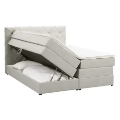 Boxspring met opbergruimte Liv geruit - ecru - 140x200 cm