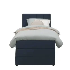 Boxspring met opbergruimte Liv geblokt - blauw - 90x200 cm