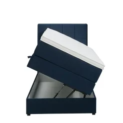 Boxspring met opbergruimte Liv geblokt - blauw - 90x200 cm