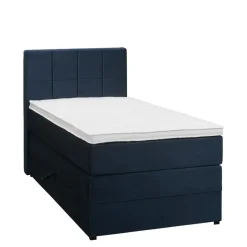 Boxspring met opbergruimte Liv geblokt - blauw - 90x200 cm