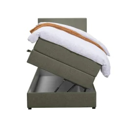 Boxspring met opbergruimte Liv egaal - groen - 90x200 cm