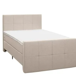 Boxspring met voetbord Liv geblokt - beige - 120x200 cm - slanke poot