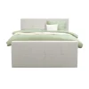 Boxspring met voetbord Liv geblokt - ecru - 140x200 cm - vierkante poot