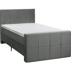 Boxspring met voetbord Liv geblokt - grijs - 120x200 cm - slanke poot