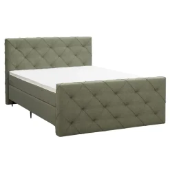 Boxspring met voetbord Liv geruit - groen - 140x200 cm - slanke poot