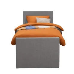 Boxspring met voetbord Liv egaal - lichtgrijs - 90x200 cm - ronde poot